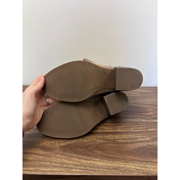 Crown Vintage Windy‎ Taupe Suede Western Tall Boots Womens 7M Stacked Heel - Image 6