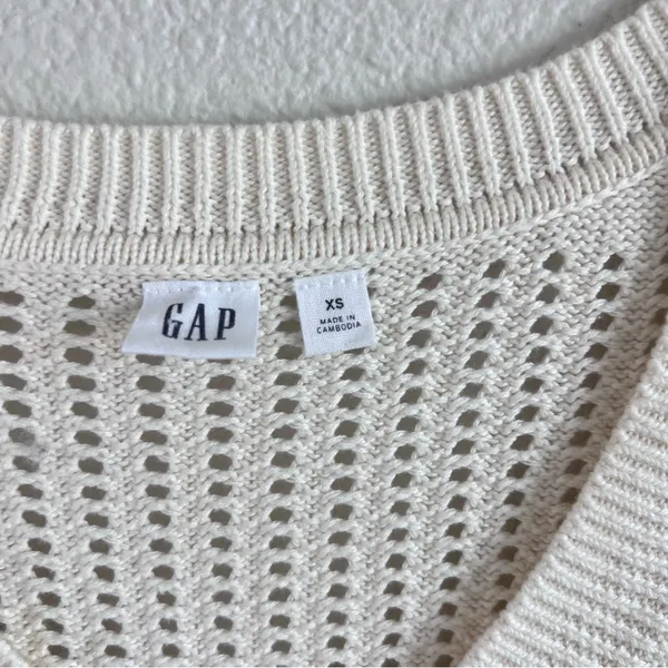 Gap Women's Relaxed‎ Crochet V-Neck Sweater Fisherman Coastal - Image 3