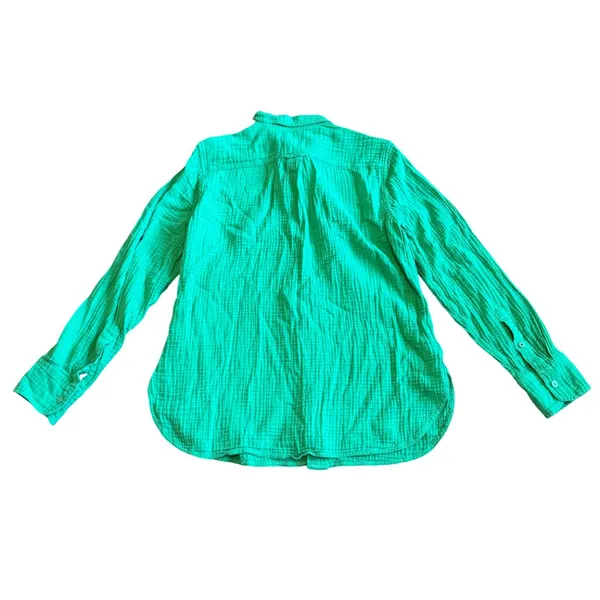 J. Crew Re-Imagined Classic Fit Gauze Button-Down Shirt Green Size 4 Women's - Image 4