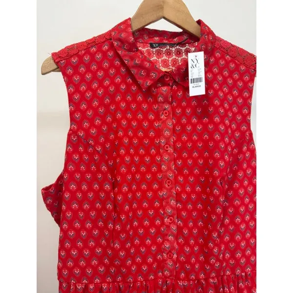 New York & Company Red Boho Collared Tank Dress SzXL NWT - Image 3