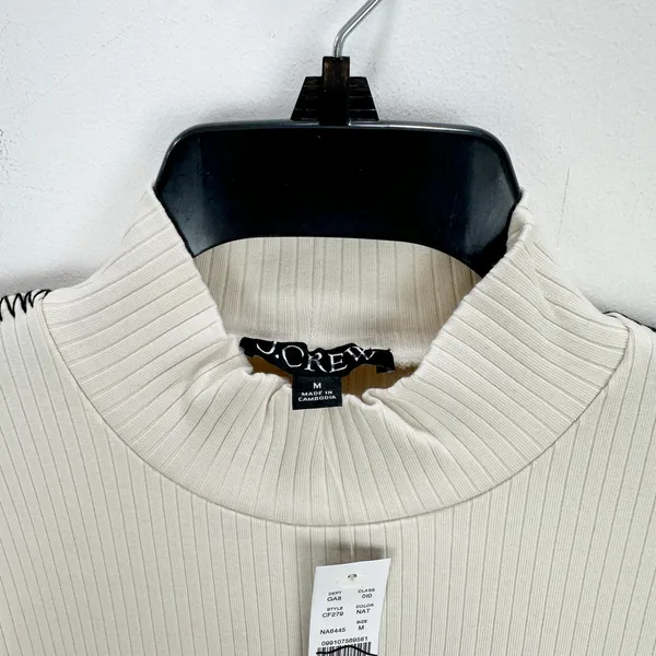 J.Crew Premium Rib Turtleneck Long Sleeve Whipstitch Trim Natural Beige M NWT - Image 6