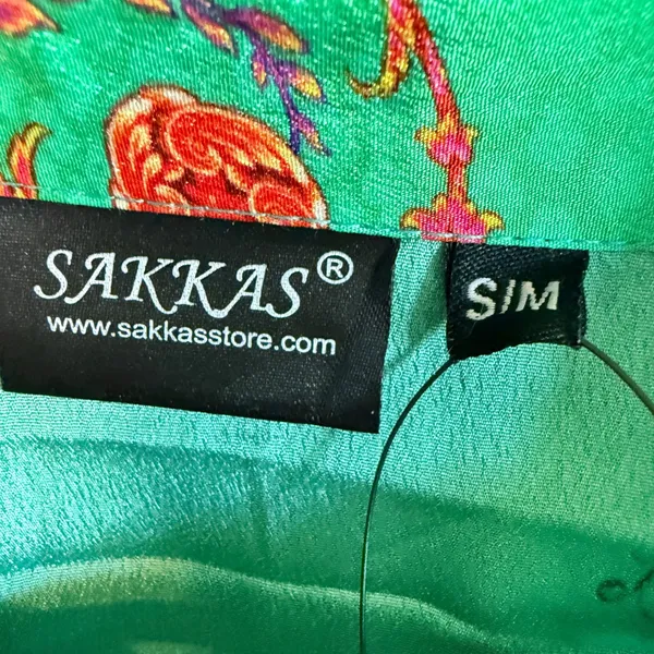 Sakkas Fits a Large‎ Floral Paisley High-Low Shirt Dress Green Boho OS1650 - Image 2