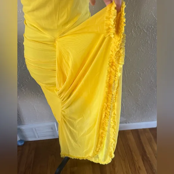 💛TIANMI Mesh Slip Ruffle Maxi Dress💛 ~M NWT - Image 3