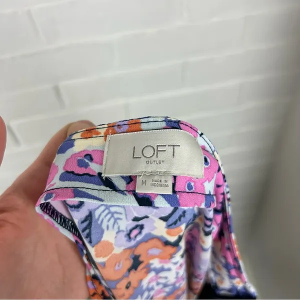 LOFT Multi Color Floral Side Ruffle Skirt Size M - Image 3