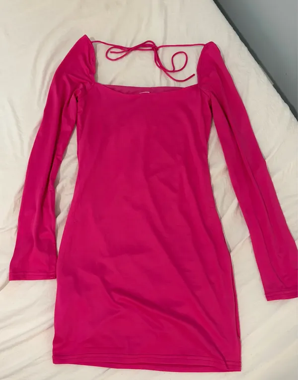 Lucy in the Sky Pink Dress Long Sleeve Bodycon - Image 2