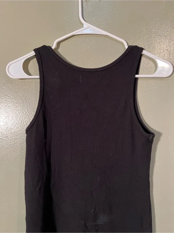 American Giant Women's Size XS Tank Top Black Ribbed‎ Scoop Neck Stretch Cotton - Image 6