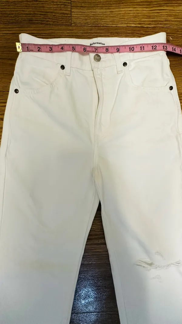 Reformation White Distressed Wash Vintage Jeans - Image 2