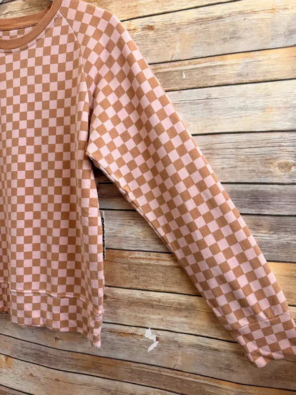 SPLITS59 Sweatshirt Women’s Size XS Tilda French Terry Checkerboard Print NWT - Image 3