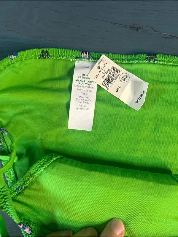 aerie Bright Green Floral Tie-Side Swim Bottoms | Large (New $29.99) - Image 2
