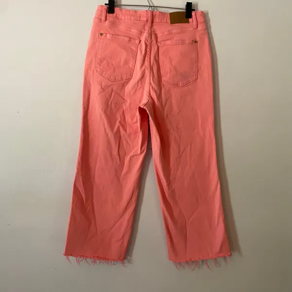 Judy Blue Hot Pink Garment Dyed Frayed Straight Leg Jeans Cropped Women 15 / 32 - Image 5