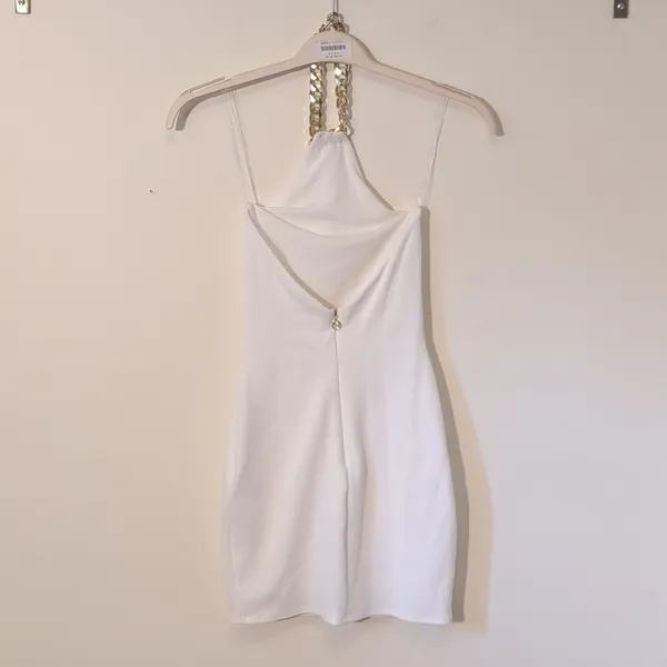 NWT Nookie Sz XS Scandal White Chain Halter Scuba Mini Party Dress Bridal Sexy - Image 4