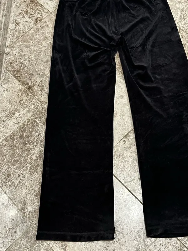 Vintage Nike Black Velour Sweatpants Medium M 8.5” Rise Track Pants Y2K - Image 9