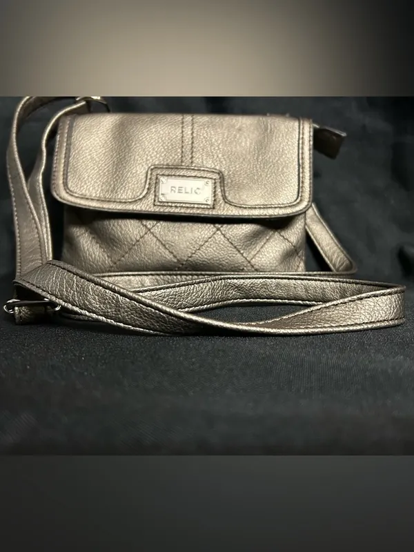 Relic Metallic Bronze & Leopard Print Pebbled Crossbody Bag Purse - Image 6