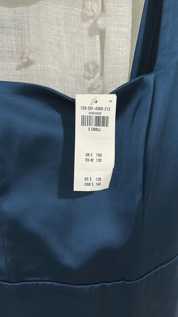 Abercrombie midi navy sculpt satin dress - Image 4