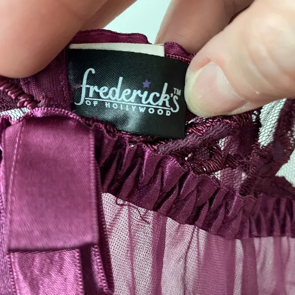Fredericks of Hollywood S‎ Purple Babydoll Dark Romantic Lace Sheer Lingerie - Image 4