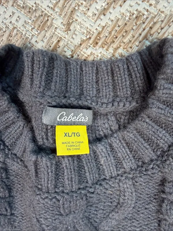 Cabela's Charcoal Cable-Knit Crewneck Sweater - Image 2