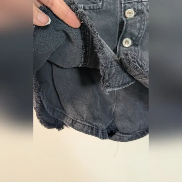 Free People - Faded Black Midnight Sun Mid Rise Denim Mini Skirt/Skort Size 25 - Image 11