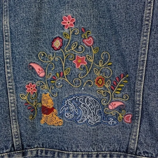 Vintage Disney Winnie The Pooh Embroidered Jean Jacket Size Small - Image 5