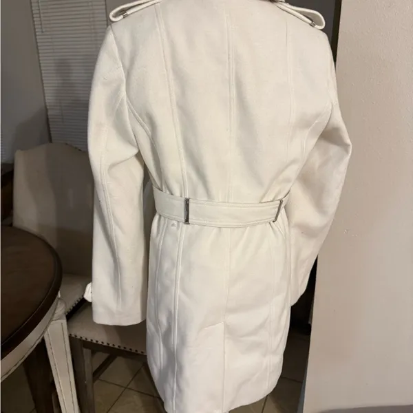 Off white Calvin Klein single breast belted button trench style coat - Image 5