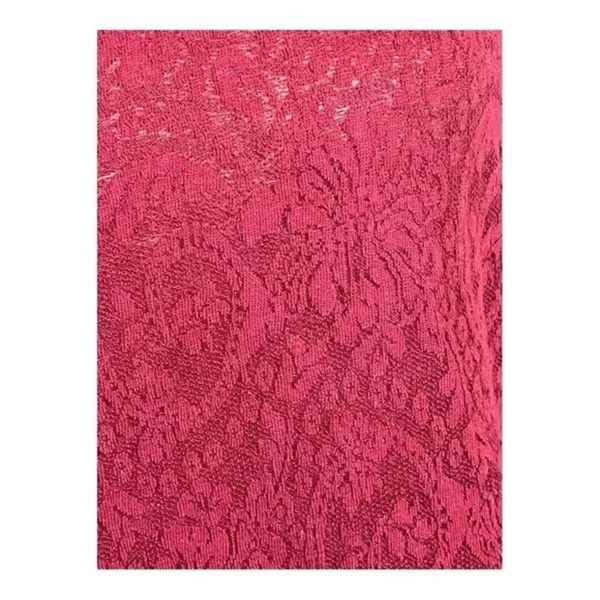Ann Taylor LOFT Red Paisley Floral Textured‎ Lace Boatneck Top Womens Medium - Image 2