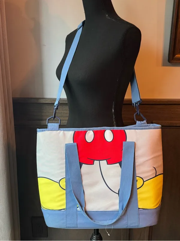 Disney Blue Canvas Mickey cooler Tote with Adjustable Strap - Image 5