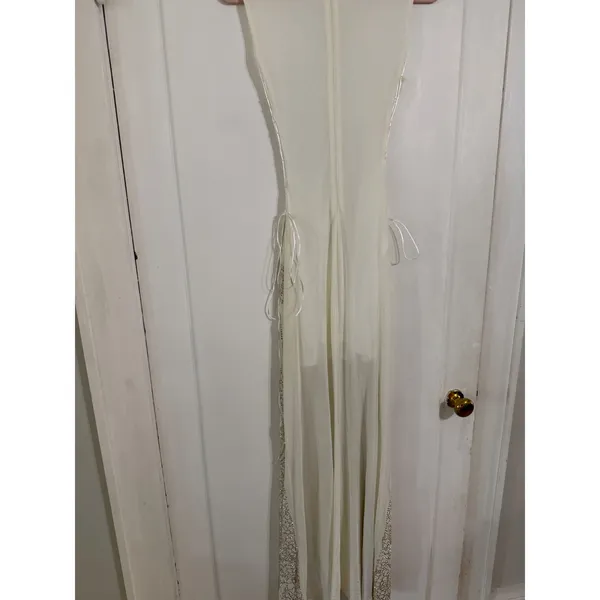 A'GACI White Gold Studded Mock Neck Lace Up Side Maxi Dress Small - Image 3
