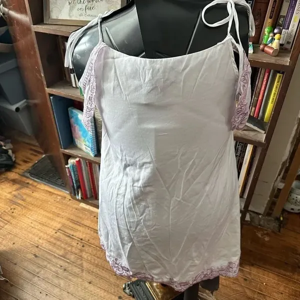 Sugarlips purple embroidered hippy boho white shift dress - Image 3