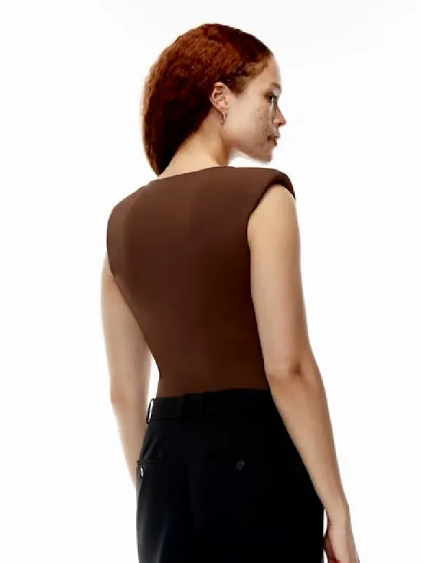 Aritzia Babaton Contour Shoulder Pad Bodysuit in Brown - Image 2