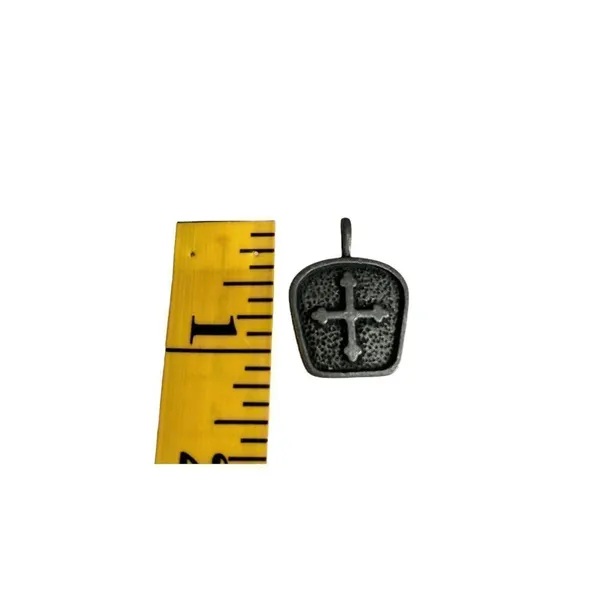 Brushed silver cross pendant medieval style pendant Silver - Image 7