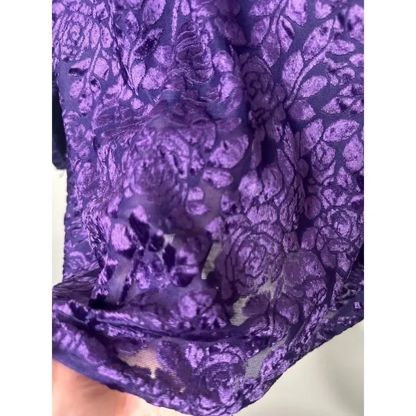 VTG Fashion Bug Womens 26/28 Burnout Velvet Top‎ Purple Fairy Whimsigoth Witchy - Image 3