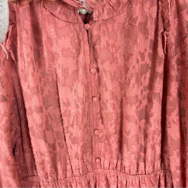 NWT Lauren Conrad Pink Textured Floral Dress Size XL - Image 6