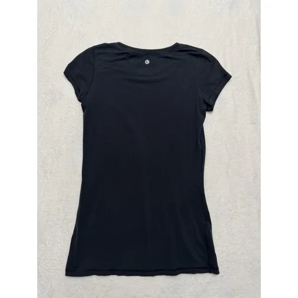Lululemon Women's Hold Tight Short Sleeve Shirt Black Ribbed Modal Tee Sz 4/6 - Image 3
