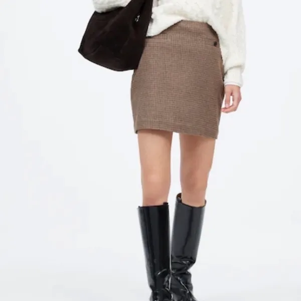 Plaid Mini Skirt A Line‎ Wool Blend Brown Blue Preppy Madewell Women 10 - Image 9