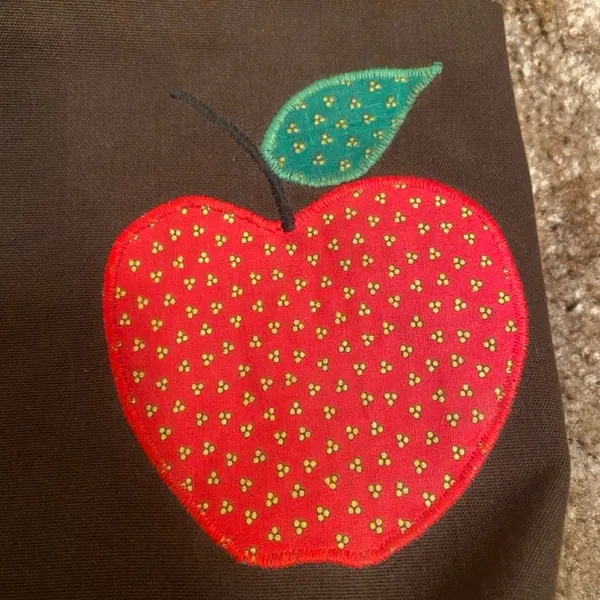 Vintage Canvas Handbag w Wooden Dowel Top Apple Retro Teacher Cottagecore Tote - Image 2
