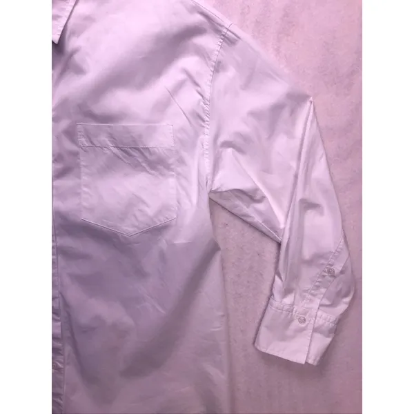 Zara Poplin Button Down Shirt Womens Medium‎ White Long Sleeve Pocket - Image 3