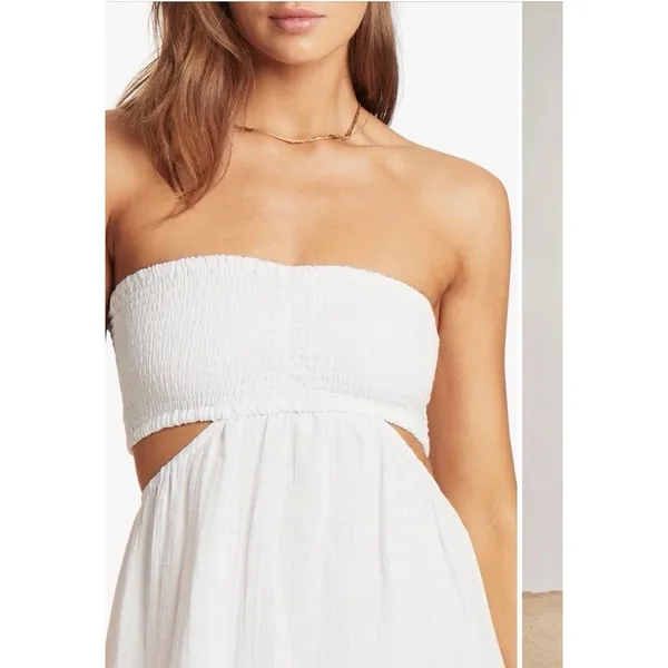 Sea Level Smocked Bodice Cotton Seersucker Cover-Up Dress Sz M NWOT NEW $115 - Image 2