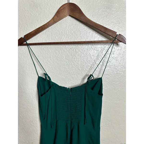 Reformation Juliette Dress in Emerald Green size 0 Sweetheart Tie Strap Mid Slit - Image 9