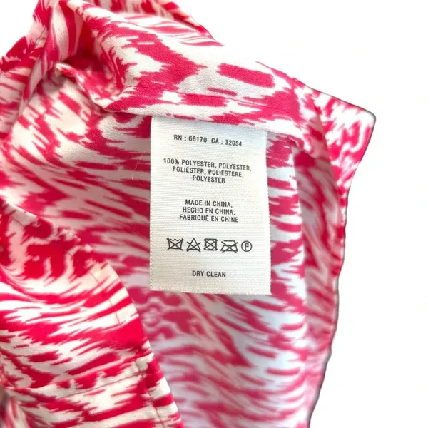 Anthropologie Maeve Ikat Shirt Dress‎ Mini Tie Belt Print Pink White Size XS - Image 9