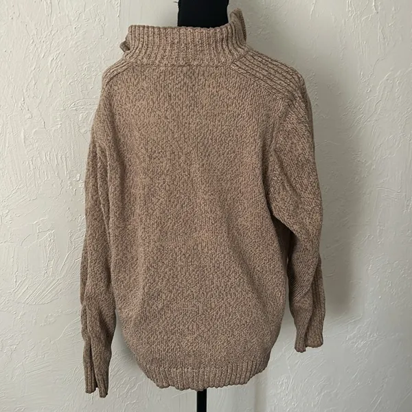 Columbia Tan Quarter Zip Jacket w/ Cable Knit Details - Image 6