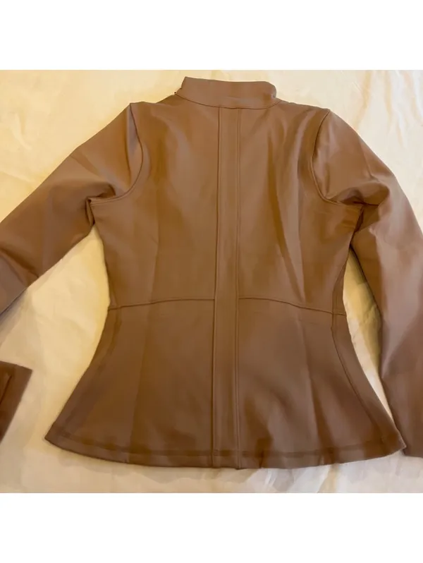 NEW Girlfriend Collective Women's Parker Seamed Jacket Woodsmoke Tan Active S - Image 5