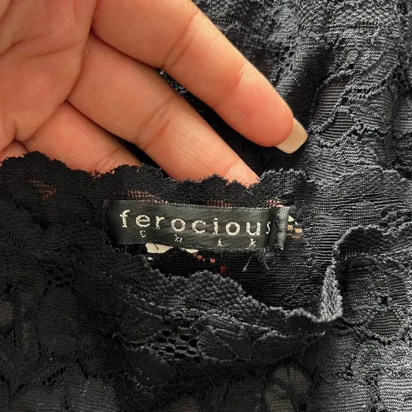 Y2k‎ Black Ferocious Chik Square Neckline Sheer Floral Lace Tank Top - Image 8