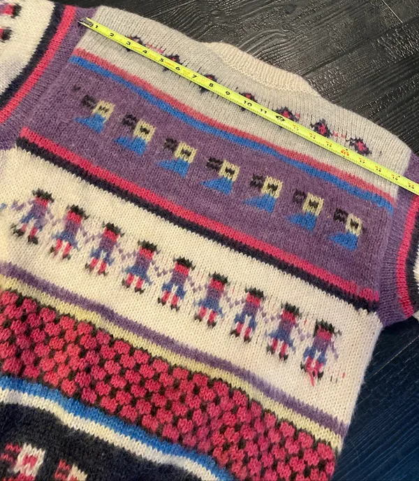 Vintage 80s Peruvian Alpaca Folk Hand Knit Sweater Llama Peru - Image 6