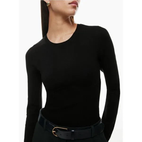 Babaton Sculpt Knit Empire Longsleeve Black Top (S) - Image 2