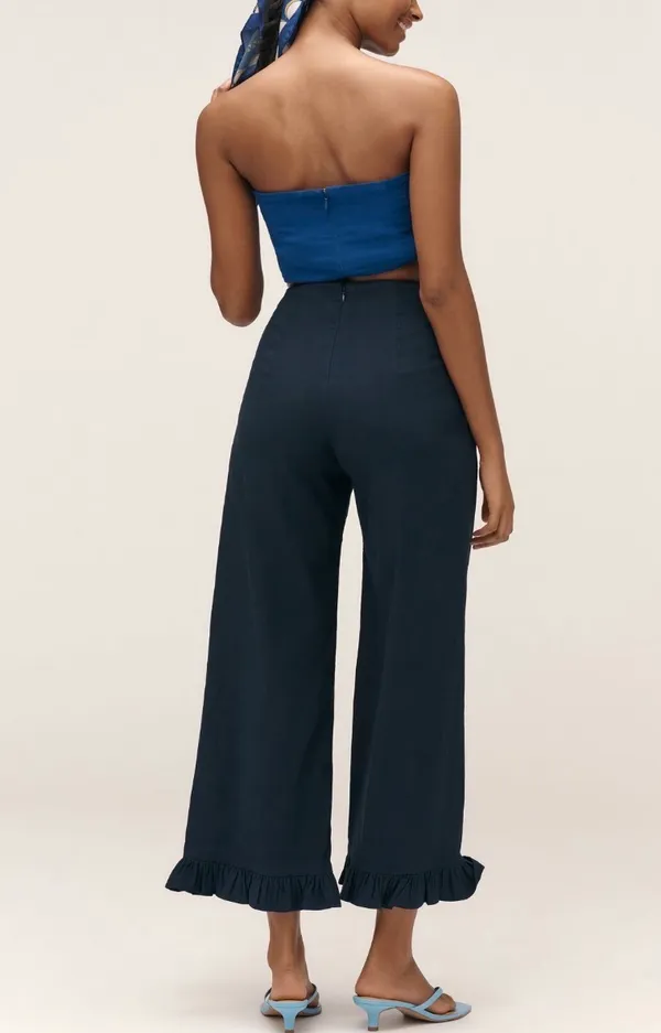 Anthropologie Maeve The Colette Ruffle-Hem Crop Wide-Leg Pants, Size 31 - Image 5