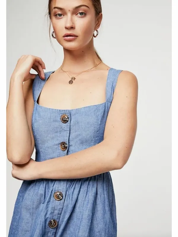 Free People Carolina Chambray Mini Dress - Image 2