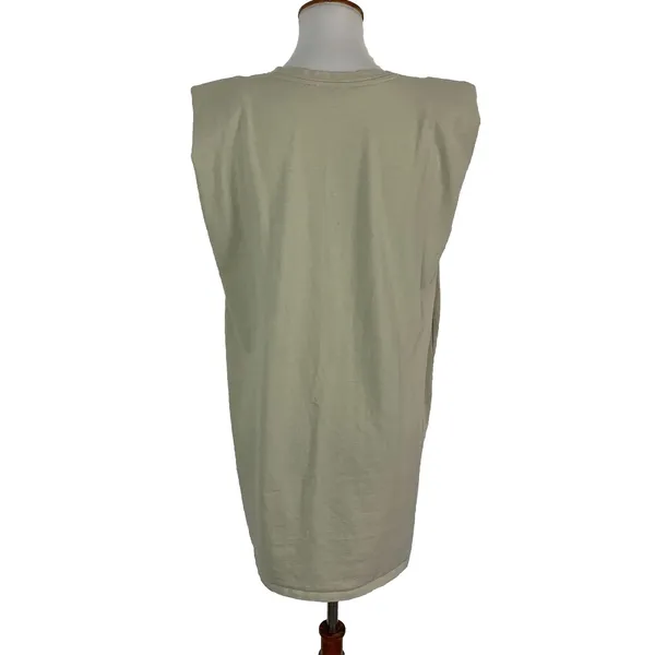 Zara Dress Medium Gray Sleeveless Shoulder Pads Minimal Chic Work - Image 4