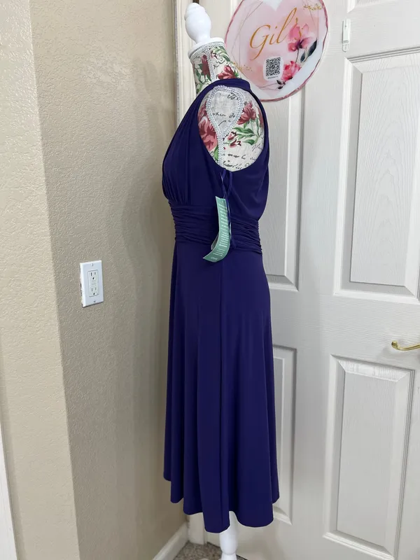 Jones Wear Halter V-Neck Midi Dress in Deep Purple size 8 - Image 5