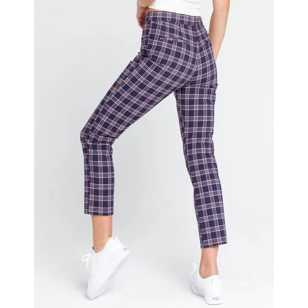 Sky and Sparrow Womens Pants Sz XS Navy Blue Plaid Twill‎ Tapered - Image 4