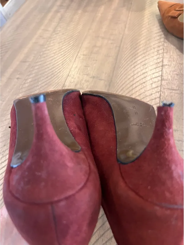 Vintage Walter Steiger Burgundy Suede Pointed Toe Pumps - Size 8 Made in Italy - Image 10