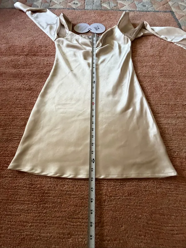 Princess Polly Star Power Mini Dress Size S Champagne Satin Cowl Neck NWT - Image 6